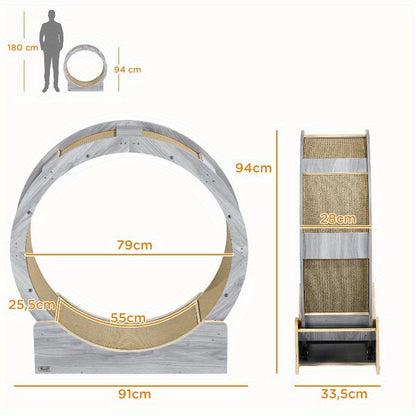 Kattenspeelrad – Kattenloopwiel – Kattenwiel – Kattenfitness – Kattengym – 91 cm Diameter – Siliconen Oppervlak Met Remfunctie
