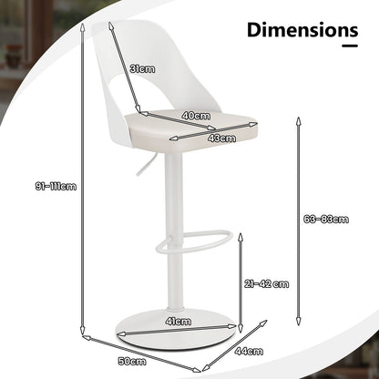 Barkrukken – Barkruk Set – Barstoelen – Keukenstoelen – Verstelbare Zithoogte – Ergonomisch Design – PU Leren Zitting – 360° Draaibaar