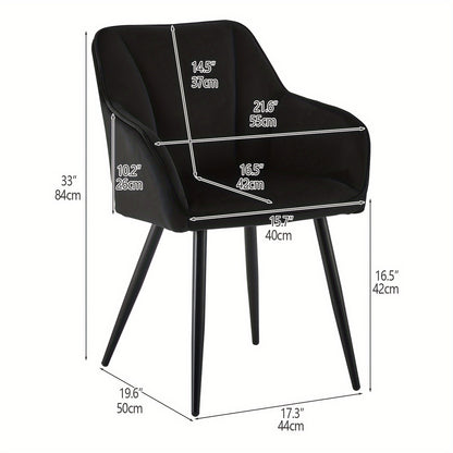 Eetkamerstoelen Set van 2 – Stoelen, Kuipstoelen, Armleunstoel, Accentstoelen – Groen Fluweel – Ergonomisch Ontwerp – Memory Foam Zitting