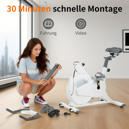Indoor Hometrainer – Fitnessfiets – Fitness Bike – Exercise Bicycle – Indoor Cycling – Schokabsorberend Ontwerp – Hartslagmeter & Multifunctioneel Display