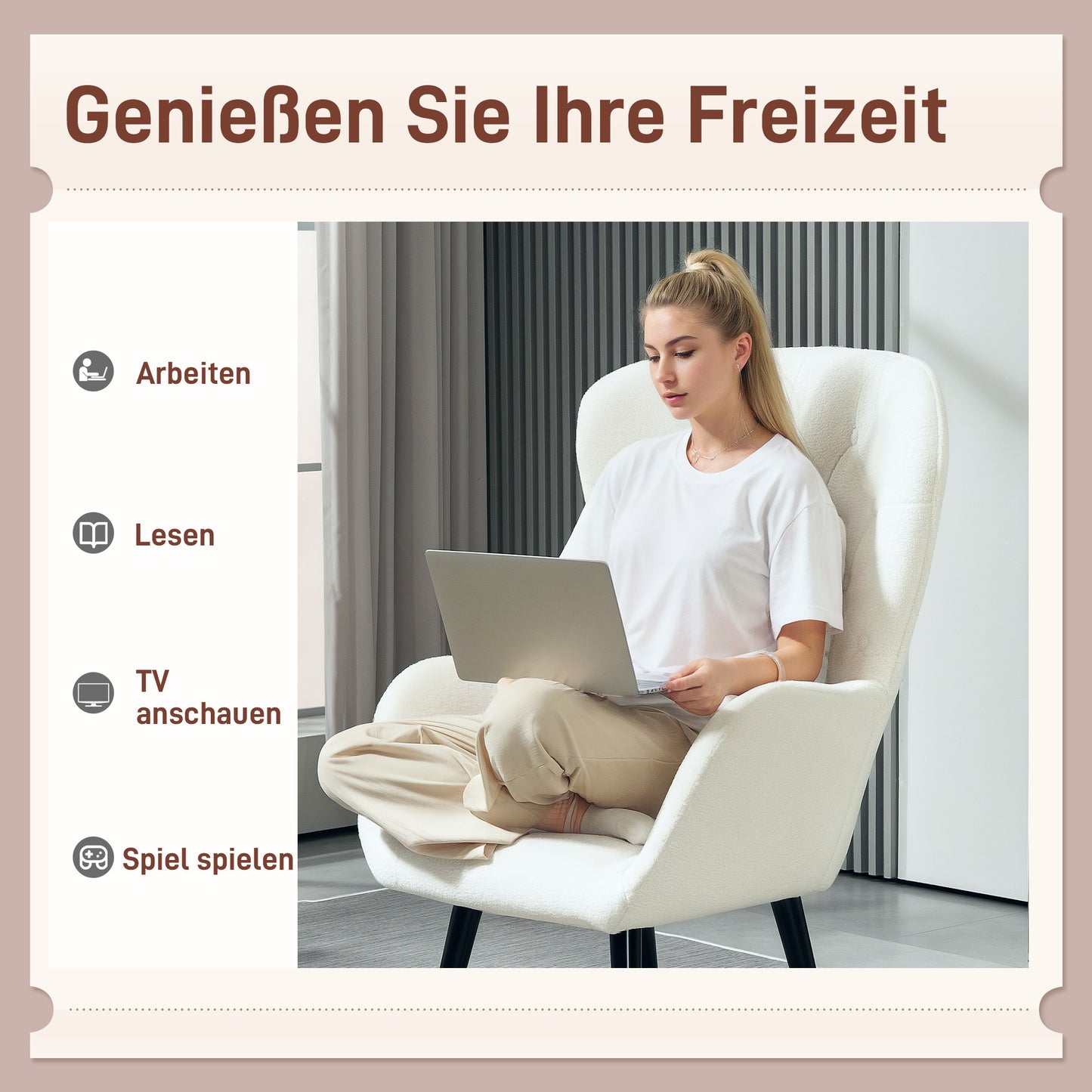 Fauteuil Gestoffeerd – Relaxfauteuil – Lounge Stoel – Leunstoel – Teddy Fauteuil – Wit – Diamond Quilting – Inclusief Sierkussen – 88x75x106 cm
