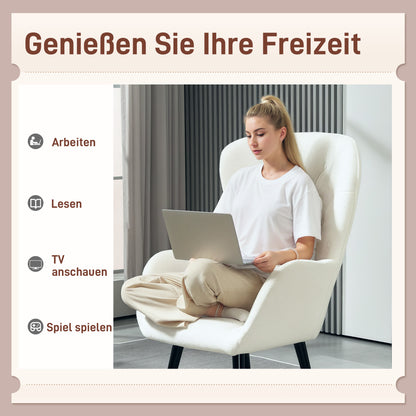 Fauteuil Gestoffeerd – Relaxfauteuil – Lounge Stoel – Leunstoel – Teddy Fauteuil – Wit – Diamond Quilting – Inclusief Sierkussen – 88x75x106 cm