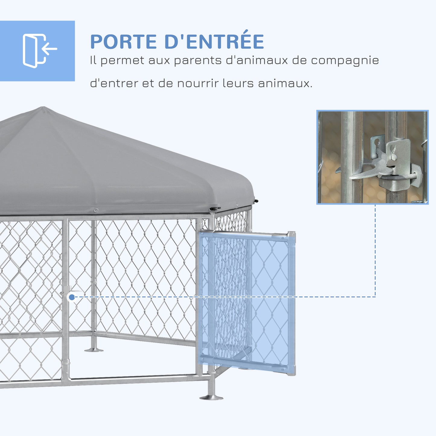 Buitenkennel Hond – Hondenren – Hondenverblijf – Hondenhok – Buitenren – Waterafstotend Oxford-Dak – Gegalvaniseerd Stalen Frame