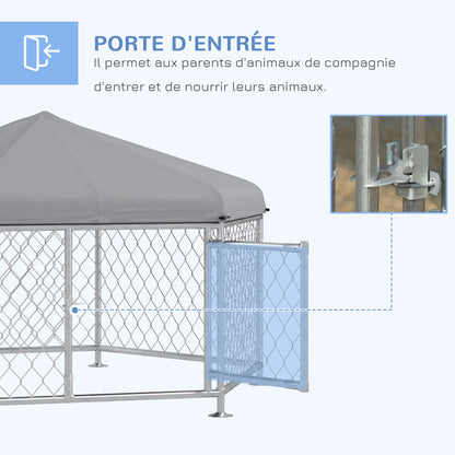Buitenkennel Hond – Hondenren – Hondenverblijf – Hondenhok – Buitenren – Waterafstotend Oxford-Dak – Gegalvaniseerd Stalen Frame