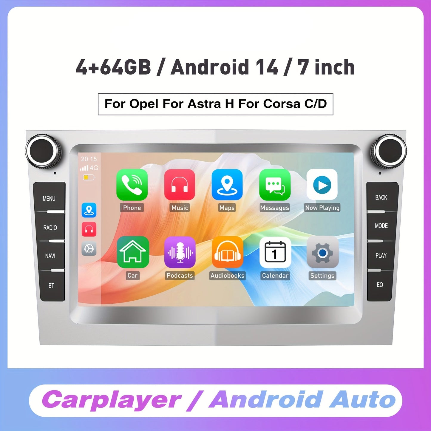Android Autoradio – Auto Stereo – Multimedia Speler – Navigatiesysteem – Touchscreen Radio – 7 Inch HD IPS Display – Android 14.0 Met 4GB RAM & 64GB Opslag – Zonder Camera & Microfoon