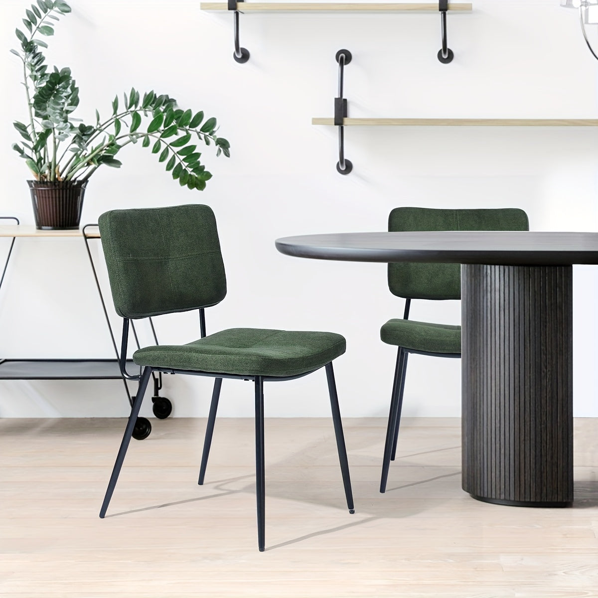 Retro Eetkamerstoelen – Stoel – Armstoel – Zithoek Stoel – Keukenstoel – Groen – Comfortabel Schuimzitting – Stevig Metalen Frame
