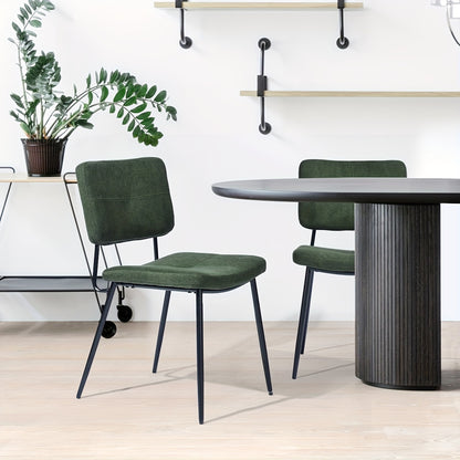 Retro Eetkamerstoelen – Stoel – Armstoel – Zithoek Stoel – Keukenstoel – Groen – Comfortabel Schuimzitting – Stevig Metalen Frame