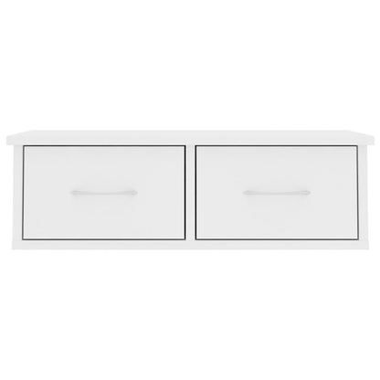 Wandplank – Boekenplank – Wandrek – Muurplank – Zwevende Plank – Incl. Lade – 60x26x18,5 cm – Wit Engineered Wood – Wandmontage