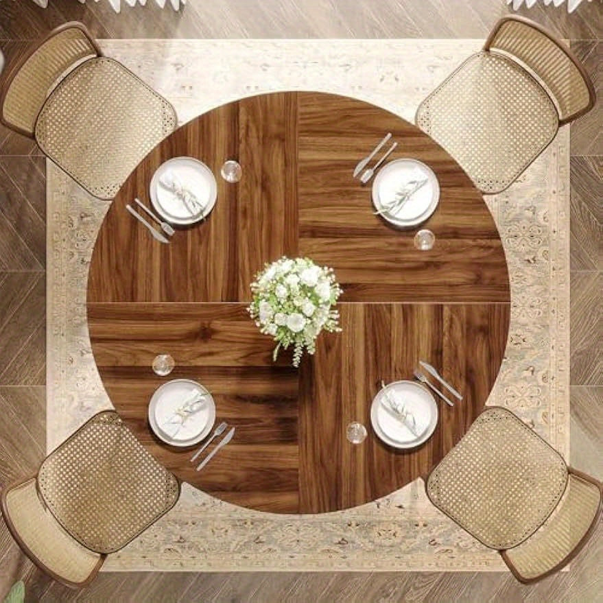 Eettafel – Ronde Tafel – Keukentafel – Eetkamertafel – Woonkamertafel – 120 cm Diameter – Stevig Metaal Onderstel – Bruin MDF Tafelblad Met Houtnerf