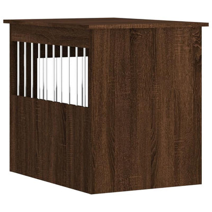 Modern Wood Dog Cage in Furniture Style - White/Brown Oak Look Wood & Polypropylene Frame, Removable Panels, Easy Assembly, Spacious Kennel for Medium Dogs (55x75x65cm) - /Outdoor Use, Hidden Door Design Pet Pen