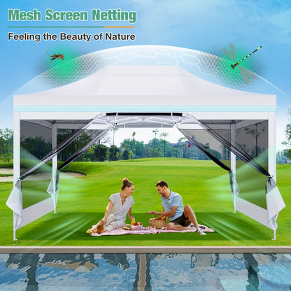 Partytent – Paviljoen – Feesttent – Tuintent – Opvouwbare Gazebo – 3x4,5 Meter – Met 4 Afneembare Mesh Zijwanden – Diepblauw