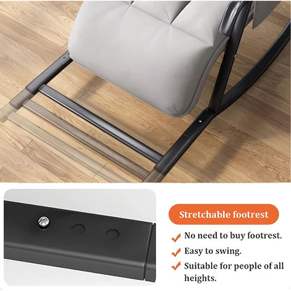 Schommelstoel – Schommelstoel Met Kussens – Draaifauteuil – Relaxstoel – Woonkamerstoel – Grijs – Verstelbare Rugleuning – 100% Katoen Zitting