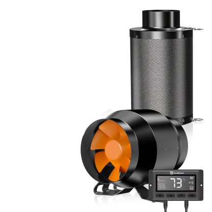 Koolstoffilter Ventilatie – Inline Ventilator – Afzuiger – Ventilatieset – Luchtcirculatie – Automatische Klimaatregeling – Energiezuinige EC-Motor – Stil Geluid 28 dB