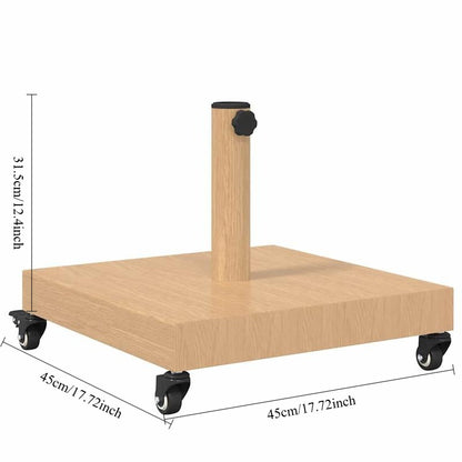Parasolvastzetter – Parasolvoet – Parasolhouder – Parasolstandaard – Parasolpen – Licht Houtdesign – 45x45x31,5 cm – Weerbestendig & Met Remmen - Bruin