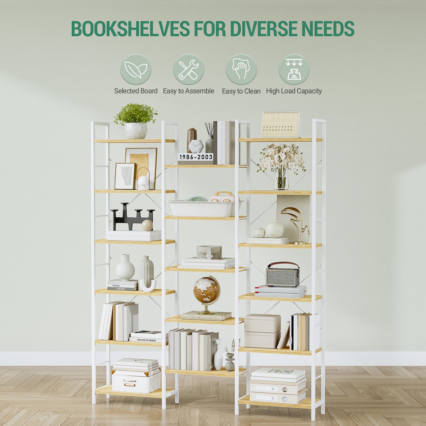 Boekenkast – Boekenrek – Opbergkast – Vakkenkast – Stellingkast – Extra hoog met 17 verstelbare planken – Stevige constructie van hardhout en spaanplaat met 340 kg draagkracht