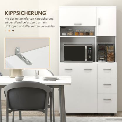 Keukenkast – Buffetkast – Opbergkast – Ladekast – Voorraadkast – Wit – 3 Lades & 3 Planken – Compact 89x39,5x168 cm