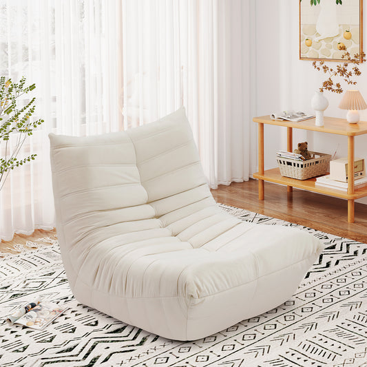 Vloerfauteuil – Zitzak – Poef – Lounge Stoel – Bodemstoel – Beige – Ergonomisch Ontwerp – Zachte Sponsvulling