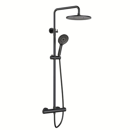 Douchekolom – Douchepaneel – Douchewand – Regendouche – Thermostaatkraan – Verstelbare Hoogte 92-126 cm – 25 cm Ronde Regendouche