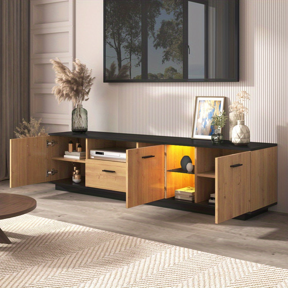 TV-meubel – Tv-kast – Mediameubel – Tv-dressoir – Tv-meubel naturel – 3 Deuren & 1 Lade – Stevige Constructie & Eenvoudige Montage