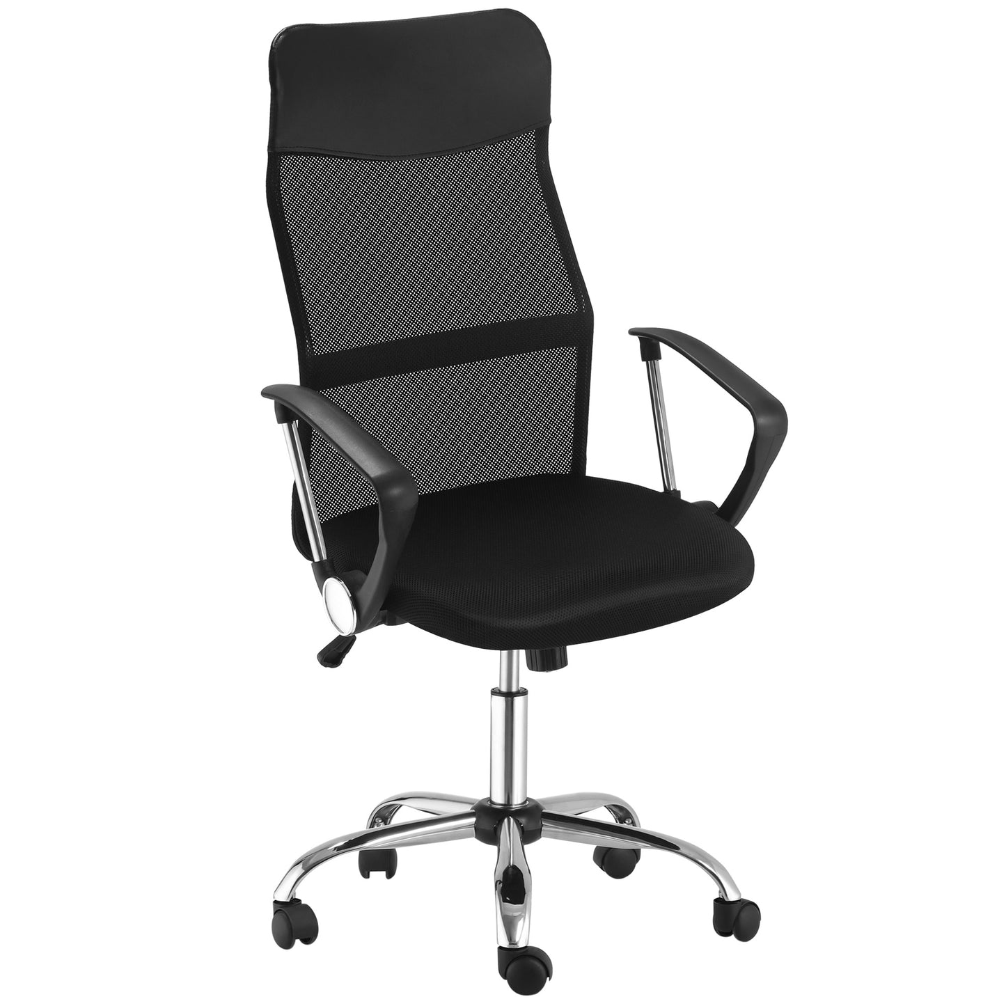 Ergonomische Bureaustoel – Gamingstoel – Draaistoel – Bureaustoel Met Kantelfunctie – Verstelbare Hoogte – Zwart – Mesh Rugleuning – Foam Zitting – 63x65x109-119 cm