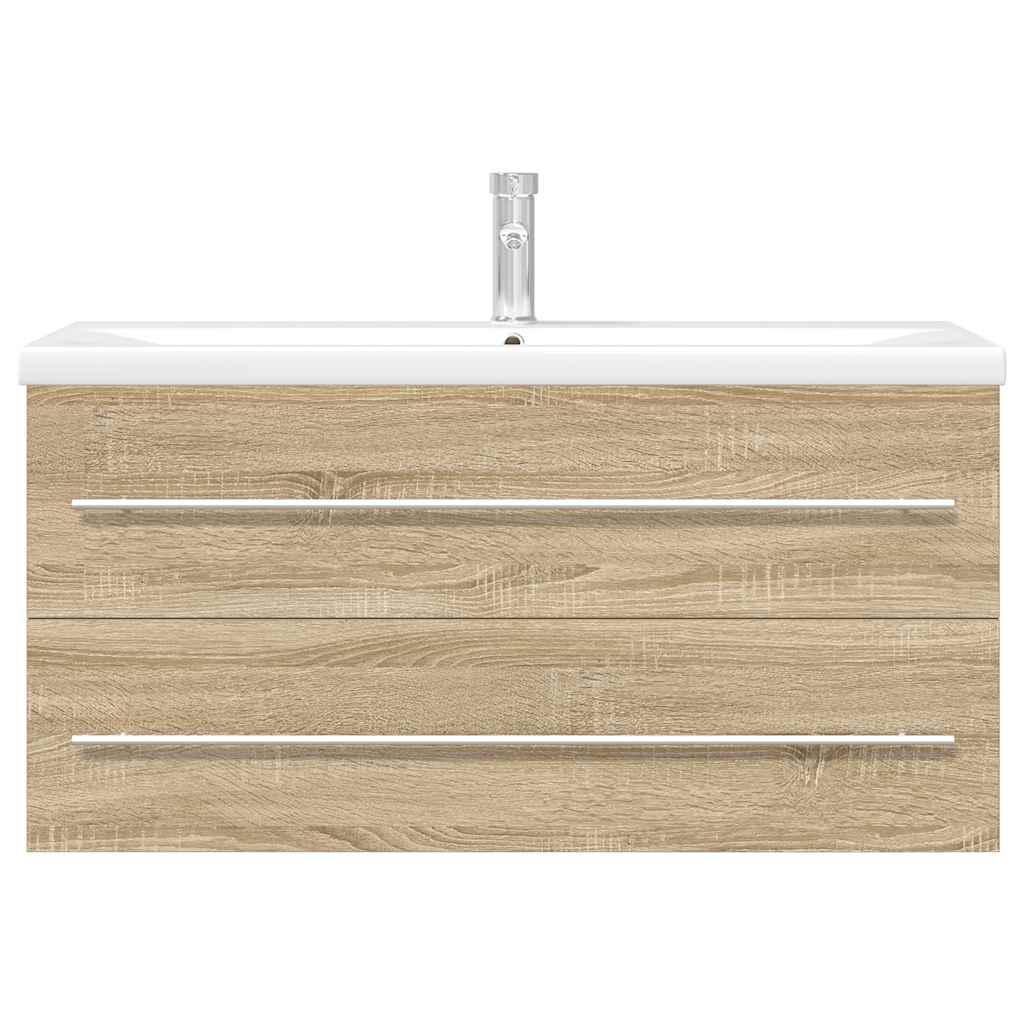 Badkamermeubel – Wastafelmeubel – Badkamerkast – Wandmeubel – Badkamermeubelset Sonoma Eiken – Compact 100x38,5x48 cm – Vochtbestendig Hout