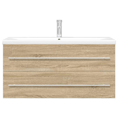 Badkamermeubel – Wastafelmeubel – Badkamerkast – Wandmeubel – Badkamermeubelset Sonoma Eiken – Compact 100x38,5x48 cm – Vochtbestendig Hout