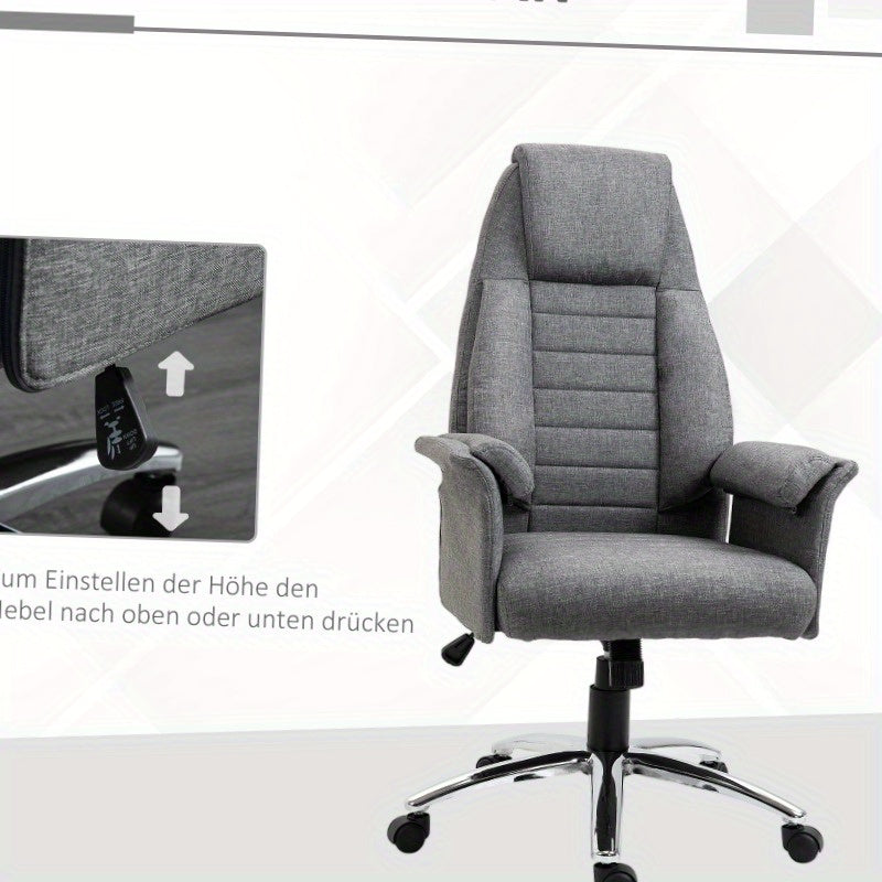 Ergonomische Bureaustoel – Comfortstoel – Kantoormeubilair – Werkstoel – Thuiswerkstoel – Verstelbare Zithoogte Tot 115 cm – Duurzaam Glas- en Roestvrij Stalen Frame – Grijs Gemêleerd