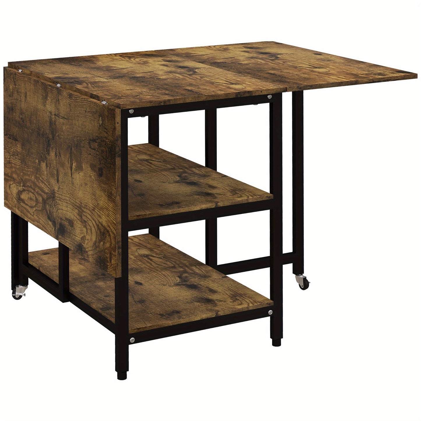 Uitklaptafel – Klaptafel – Inklapbare Tafel – Eettafel – Vouwtafel – Uitschuifbaar – Met Wieltjes – Steviele Stalen Constructie – Ruimtebesparend Design