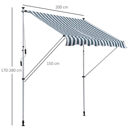 Klemmarkies – Verstelbare Markies – Balkonzonwering – Terrasmarkies – Buitenmarkies – Groen – Handbediening Met Slinger – 150 Cm Breed
