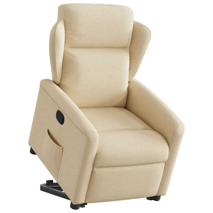 Sta-op Stoel – Verstelbare Stoel – Comfortabele Stoel – Stoffen Fauteuil – Crème Meubel – Elektrische Sta-op Functie – Ademend Textiel