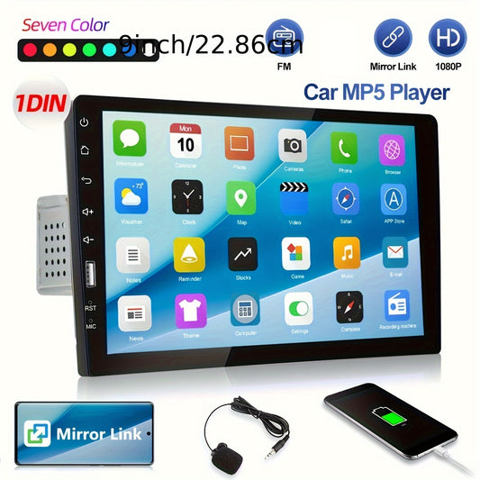 Autoradio – MP5 Speler – Car Audio – 1-DIN Radio – Multimedia Systeem – 9 Inch Touchscreen – Mirror Link Wireless – 4 x 45W Output