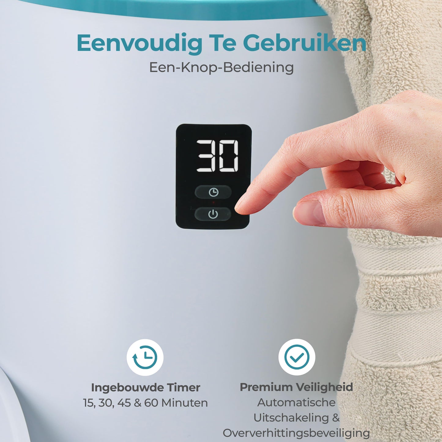 Handdoekenwarmer – Elektrische Handdoekdroger – Handdoekverwarmer – Badstofverwarmer – Timerfunctie – Geurhouder – Automatische Uitschakeling – Blauw