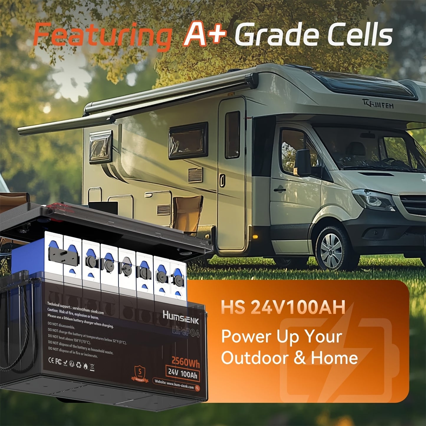 LiFePO4 Accu – Lithium Accu – Camper Accu – Boot Accu – Off-Grid Batterij – 24V 100Ah – 100A BMS Ingebouwd – 15.000+ Cycli Levensduur