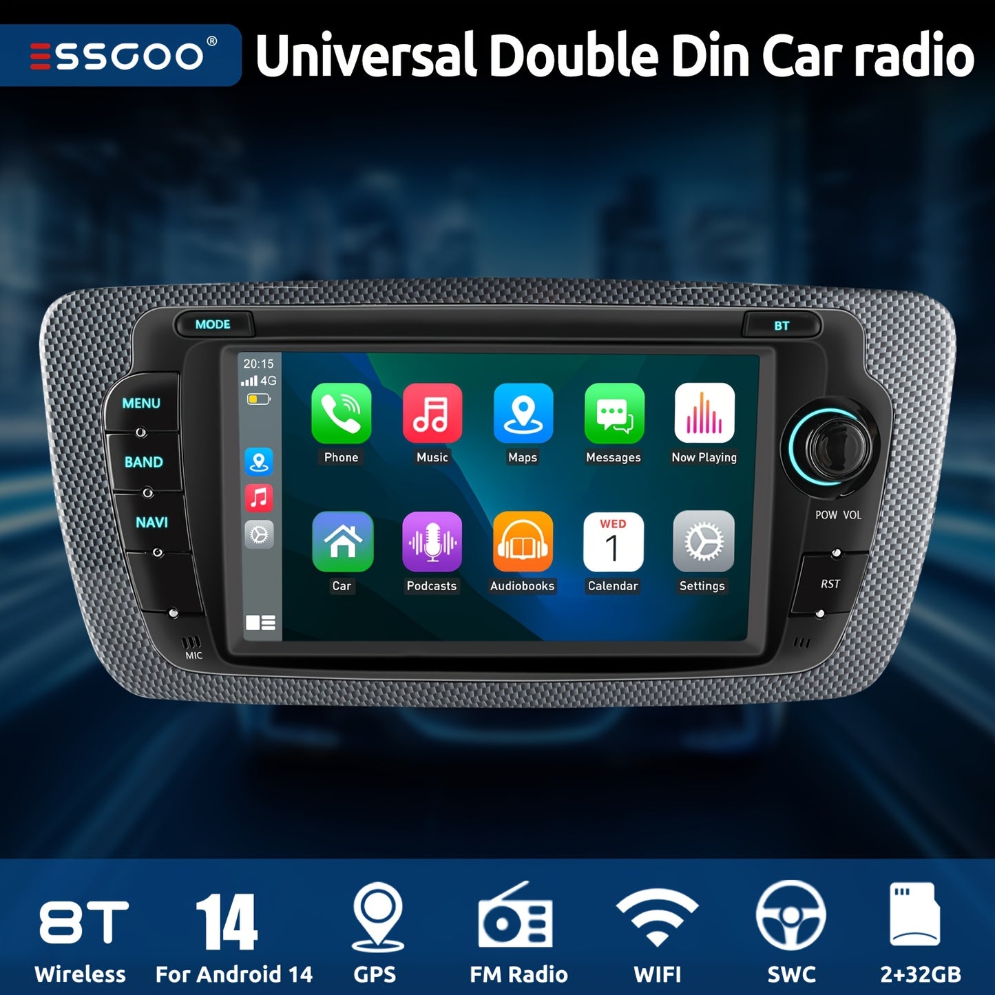 7-inch Touchscreen Autoradio – Multimedia Speler – Navigatiesysteem – Inbouw Radio – Auto Entertainment – Draadloze CarPlay & Android Auto – GPS Met Wi-Fi