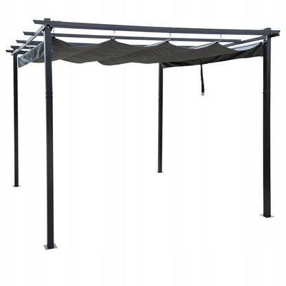 Prieel – Tuinpaviljoen – Overkapping – Partytent – Pergola – Uitschuifbaar Waterafstotend Dak – Stalen Frame 3x4m Antraciet