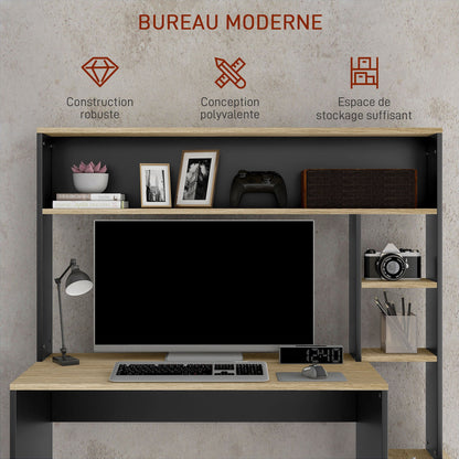 Computertafel – Bureau – Computerbureau – Bureautafel – Werkplek – 114x45x138 cm – Metaal en Spaanplaat – Met Opbergruimte