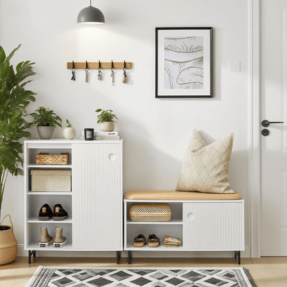 Dressoir – Ladekast – Opbergkast – Schoenenkast – Witte Schuifdeurkast – Compact 120x40x70 cm – Duurzaam Spaanplaat