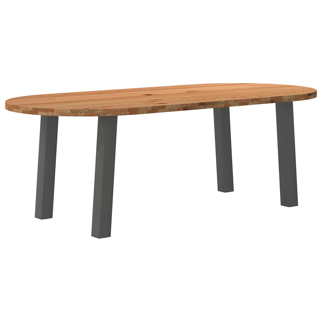 Eettafel – Tafel – Dinertafel – Eetkamertafel – Houten Tafel – Massief Eikenhout – Antraciet Stalen Poten – 220x100x74 cm – Verstelbare Pootjes – Robuuste Afwerking