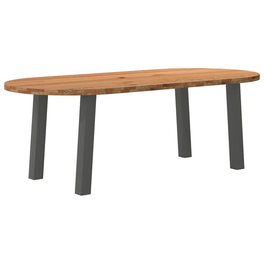 Eettafel – Tafel – Dinertafel – Eetkamertafel – Houten Tafel – Massief Eikenhout – Antraciet Stalen Poten – 220x100x74 cm – Verstelbare Pootjes – Robuuste Afwerking
