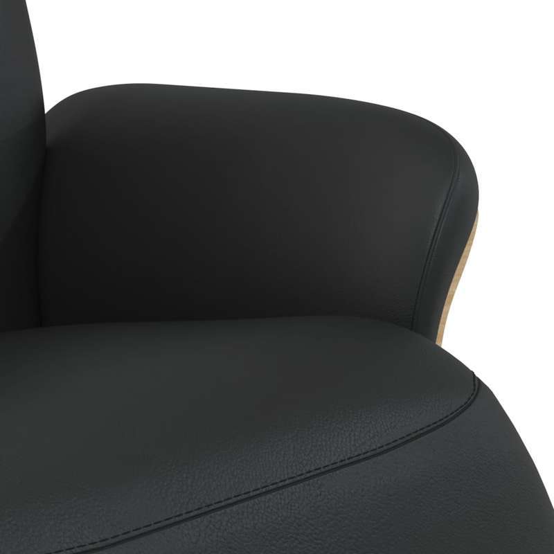 Fauteuil – Stoel – Relaxfauteuil – Loungestoel – Zwarte Verstelbare Fauteuil – Kunstleer – Met Metalen Frame – Ingebouwde Voetensteun