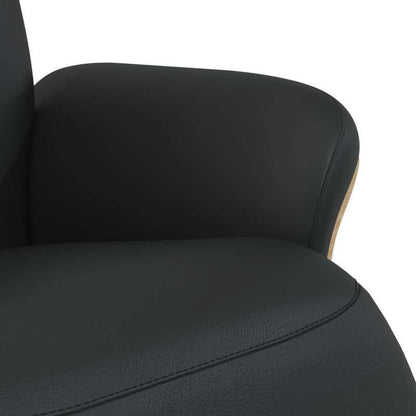 Fauteuil – Stoel – Relaxfauteuil – Loungestoel – Zwarte Verstelbare Fauteuil – Kunstleer – Met Metalen Frame – Ingebouwde Voetensteun