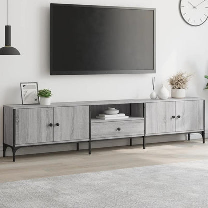 tv meubel – tv kast – televisiekast – tv meubelen – mediakast – Sonoma grijs – MDF houtmateriaal – 200x25x44 cm – ruime lade