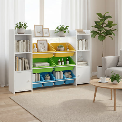 Witte Boekenkast – Boekplank – Opslagkast – Opbergkast – Vakkenkast – 8 Ladeboxen – Stevig Hout – Eenvoudige Montage
