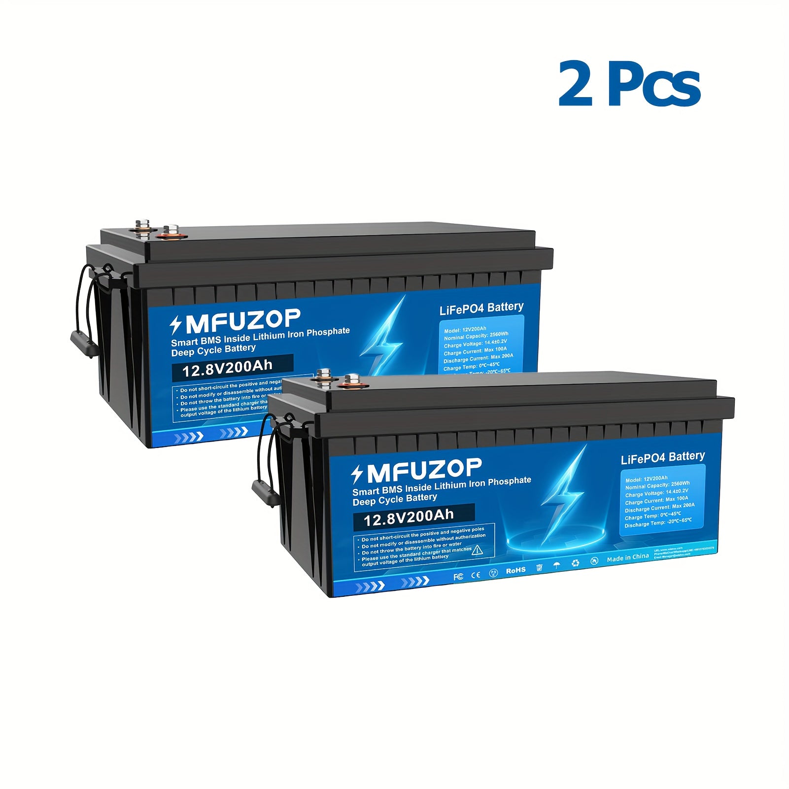 Lithium Accu – Lithium Batterij – Lithium Accupack – Marine Accu – Offgrid Accu – 12V 200Ah LiFePO4 Batterijen – Smart BMS Ingebouwd – Duurzame Diepe Cyclus - QUORE