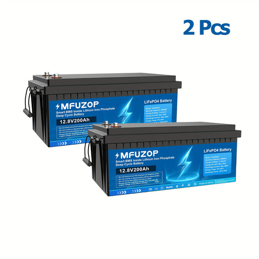 Lithium Accu – Lithium Batterij – Lithium Accupack – Marine Accu – Offgrid Accu – 12V 200Ah LiFePO4 Batterijen – Smart BMS Ingebouwd – Duurzame Diepe Cyclus - QUORE