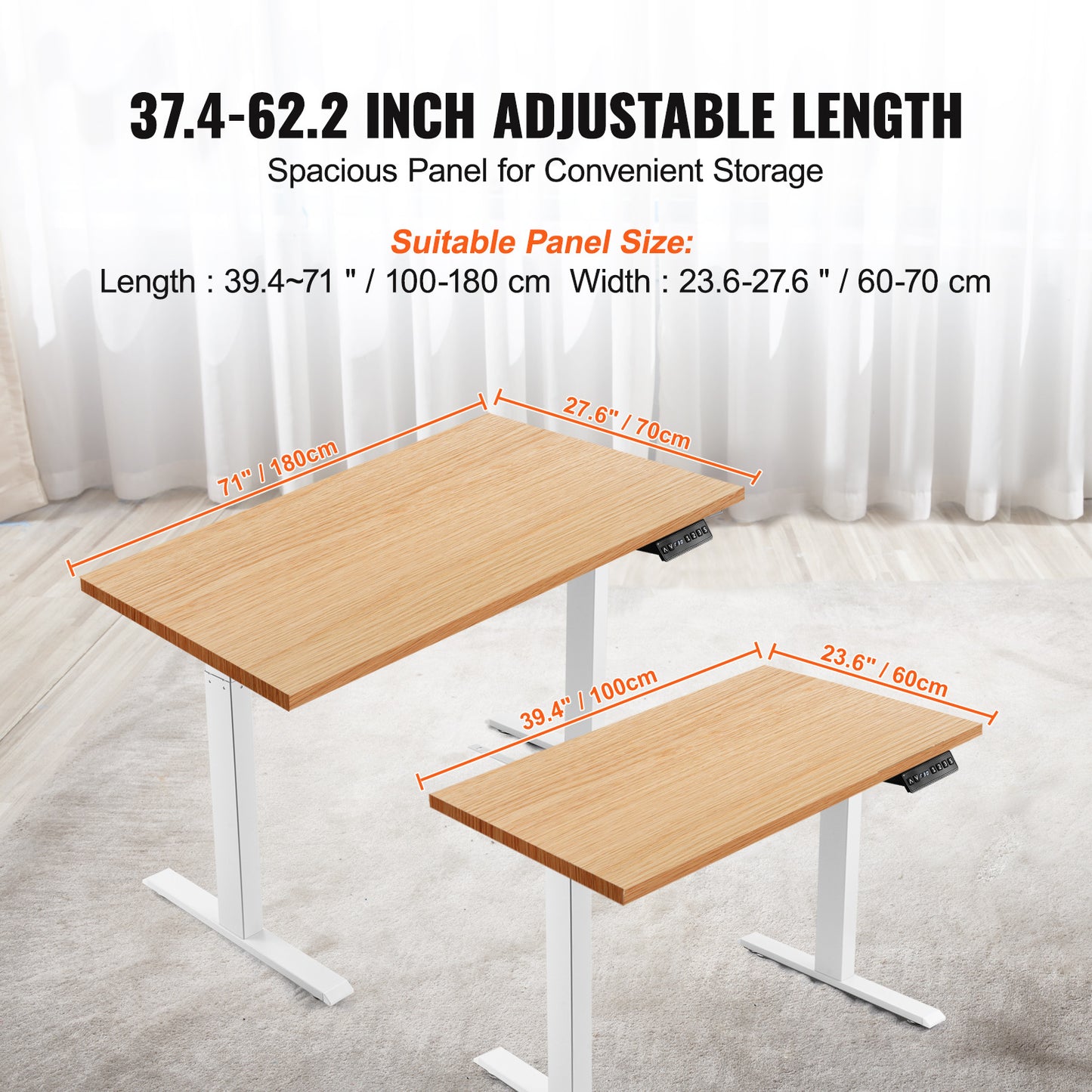 Zit-Sta Bureau Frame – Elektrisch Bureau Onderstel – Verstelbaar Bureau – Sta Bureau – Bureau Poten – Hoogte Verstelbaar 70-117 cm – Stabiel Stalen Frame – Stil Motor Snel Verstelbaar