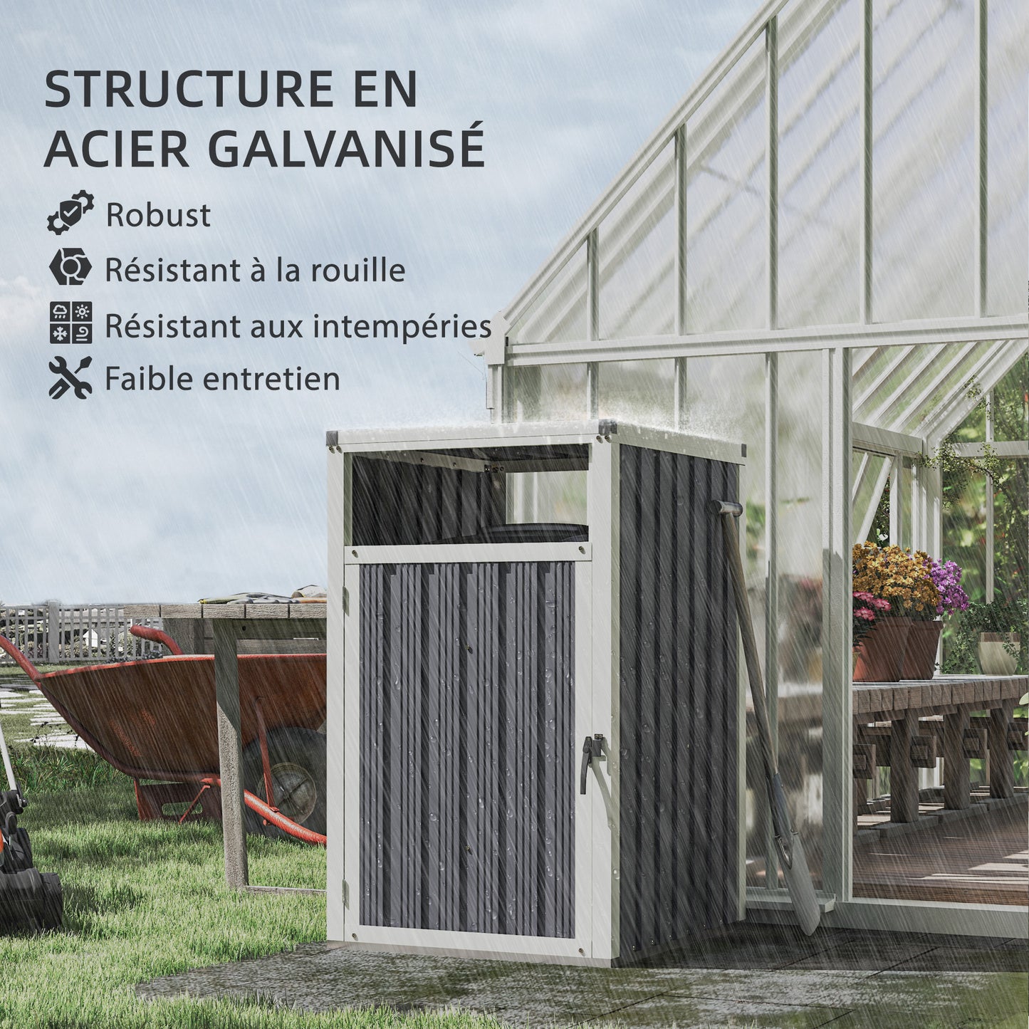 Afvalbak Opbergbox – Afvalcontainer Behuizing – Afvalcontainer Kast – Buitenafvalbak Opbergbox – Afvalbak Schuur – Voor 1x 240L Container – Gegalvaniseerd Staal – Weerbestendig Ontwerp