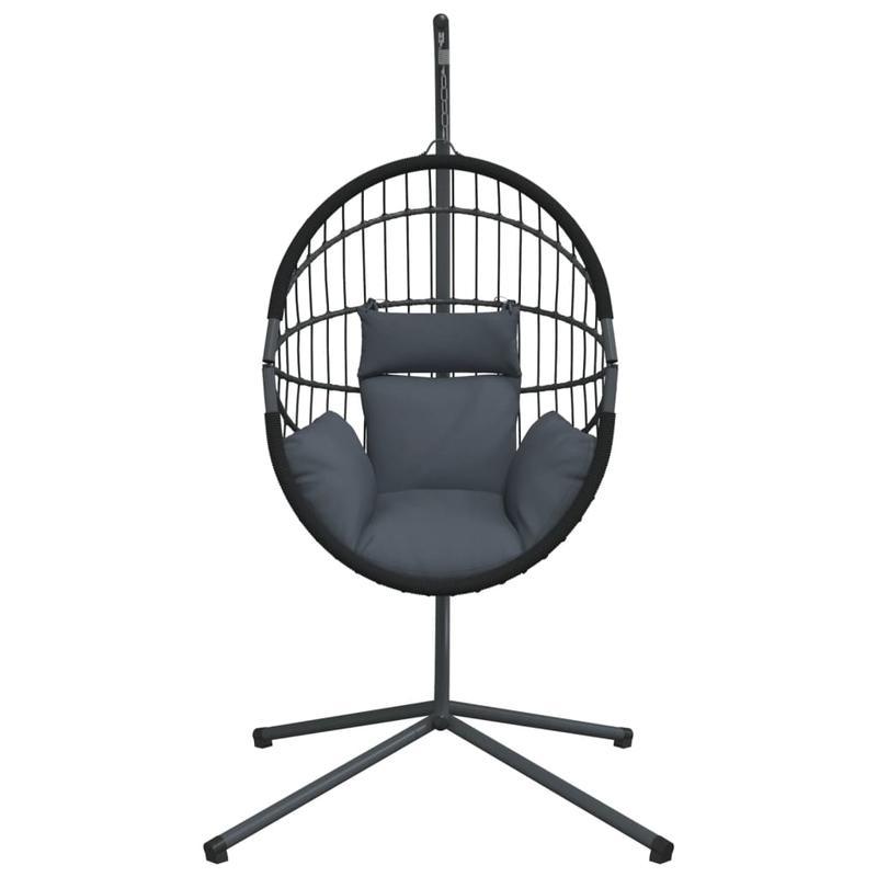 Schommelstoel – Hangstoel – Egg Chair – Relaxstoel – Tuinstoel – Antraciet – Ergonomisch Design – Weerbestendig Polyrattan Met Stalen Frame