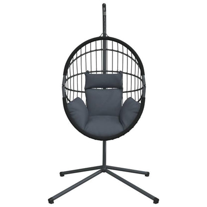 Schommelstoel – Hangstoel – Egg Chair – Relaxstoel – Tuinstoel – Antraciet – Ergonomisch Design – Weerbestendig Polyrattan Met Stalen Frame