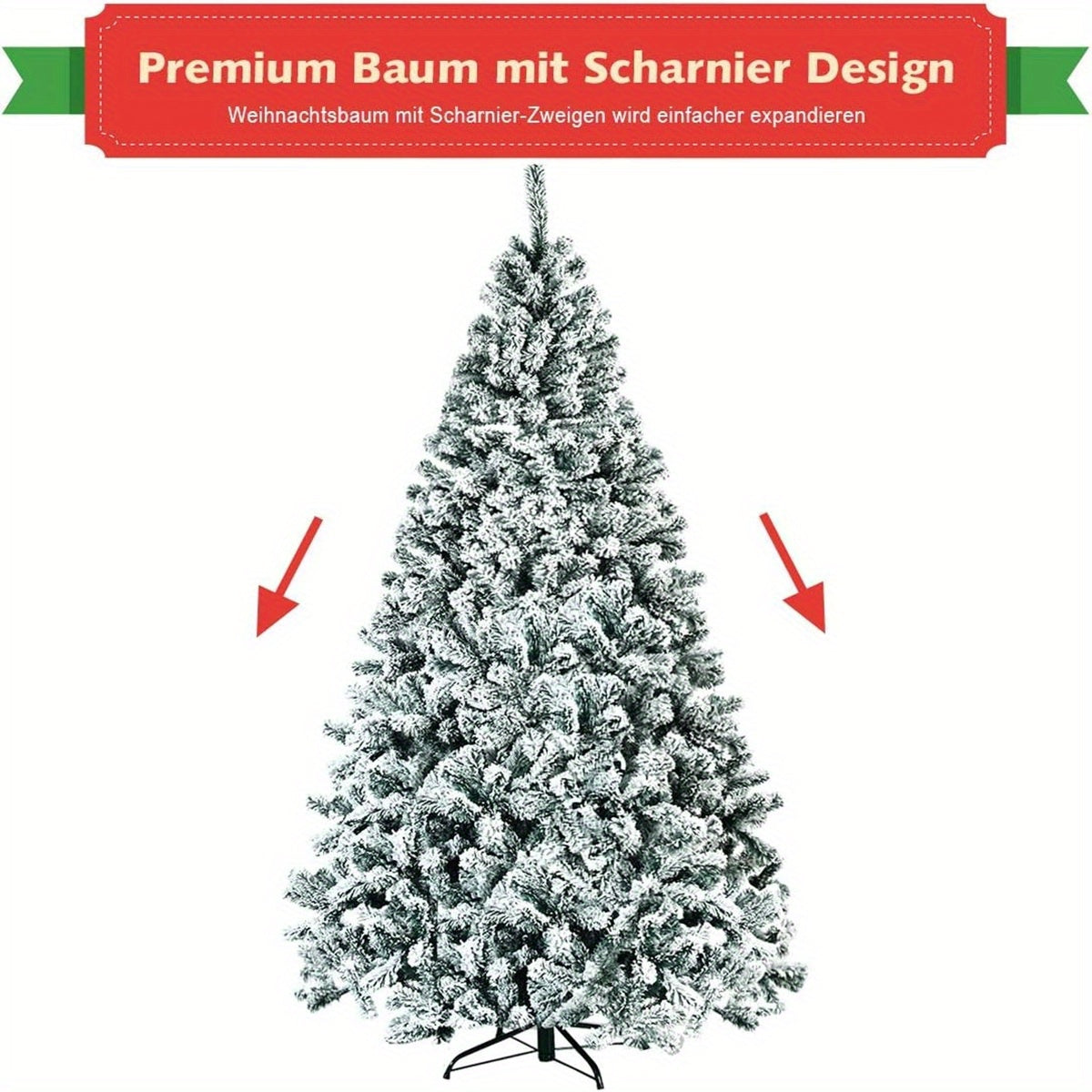 Kunstkerstboom – Kunstmatige Kerstboom – Nepboom – Kerstboom Decoratie – Sneeuwkerstboom – Extra Hoog 230 cm – 1346 Sneeuwbedekte PVC Takken – Stevige Metalen Inklapbare Standaard